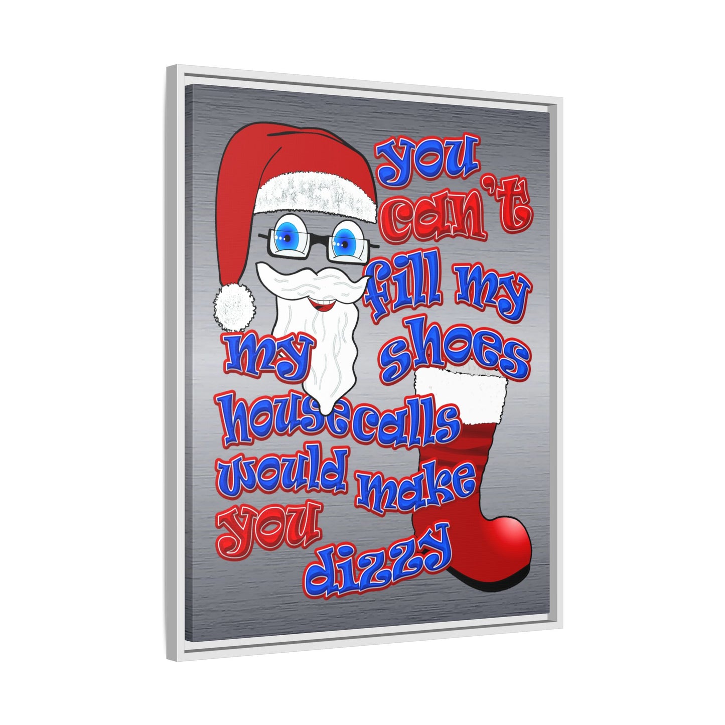 santa's shoes - framed canvas art (brushed nickel)