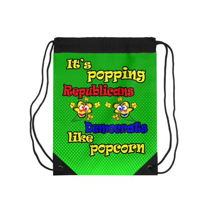 popping like popcorn - Drawstring Bag (logo green)