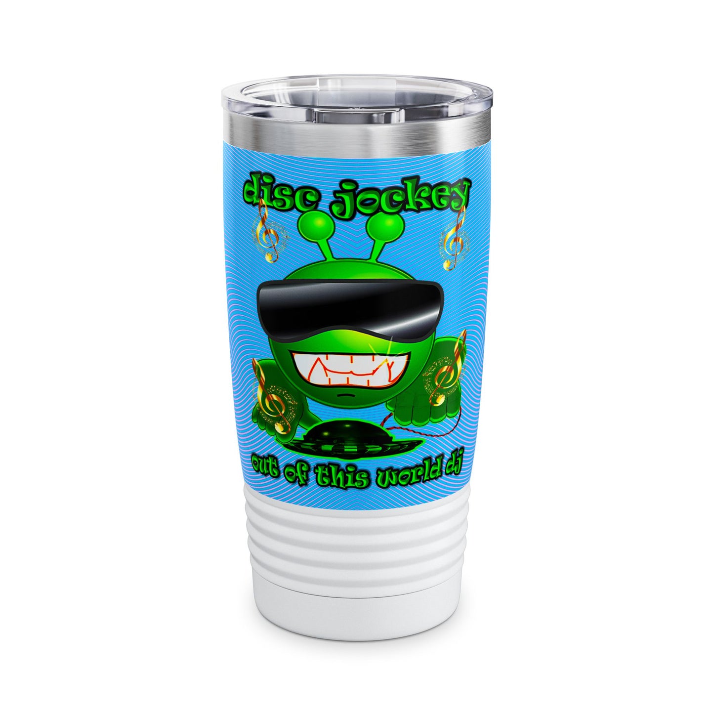 disc jockey - Ringneck Tumbler, 20oz (light blue-purple wave)