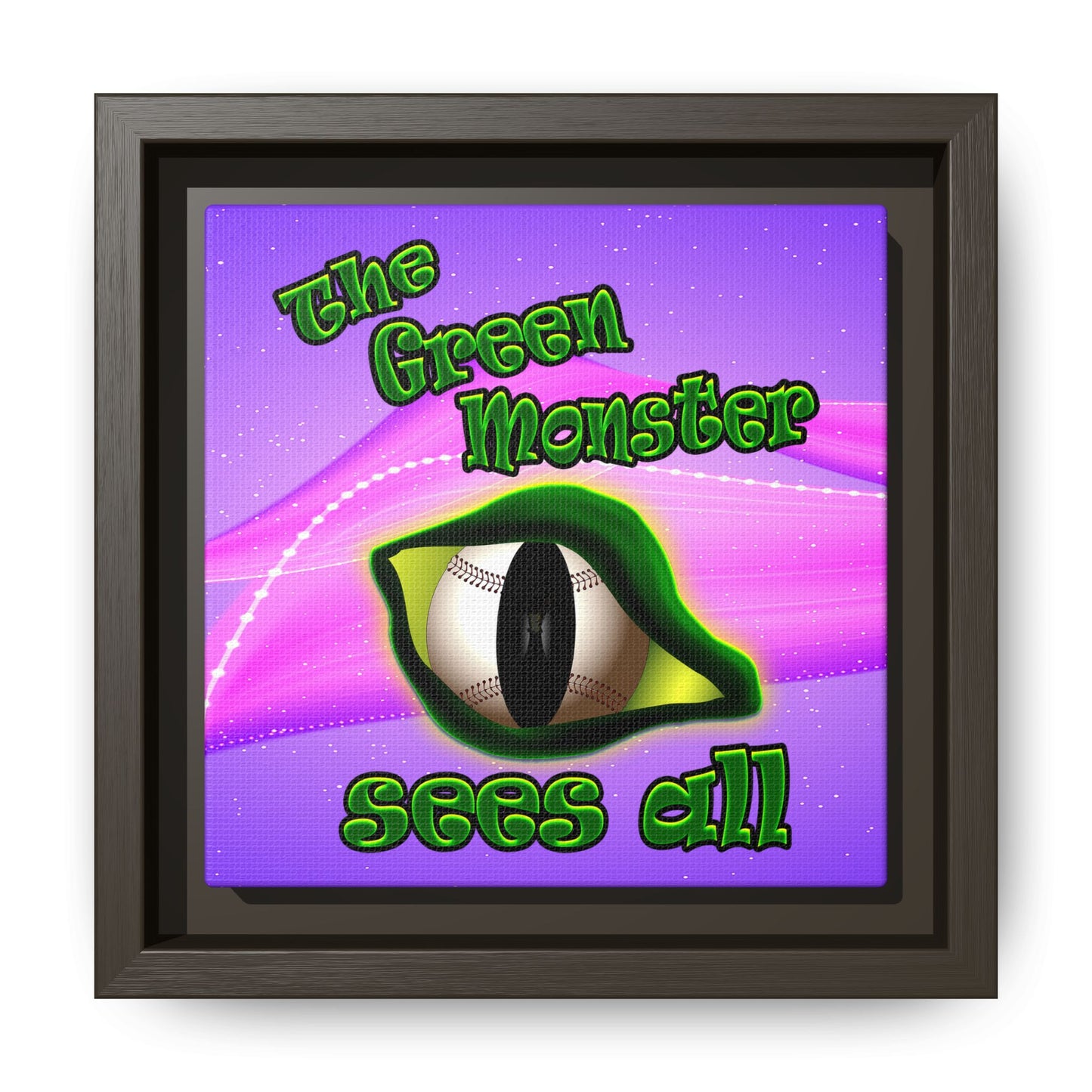 green monster - framed canvas art (purple-pink wave)