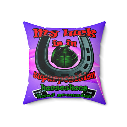 my luck - Spun Polyester Square Pillow - (purple-pink wave)