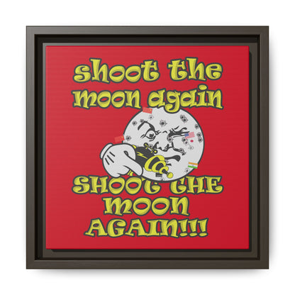 shoot the moon again - framed canvas art (dark red)
