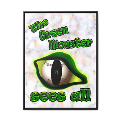 green monster - framed canvas art (white marble)
