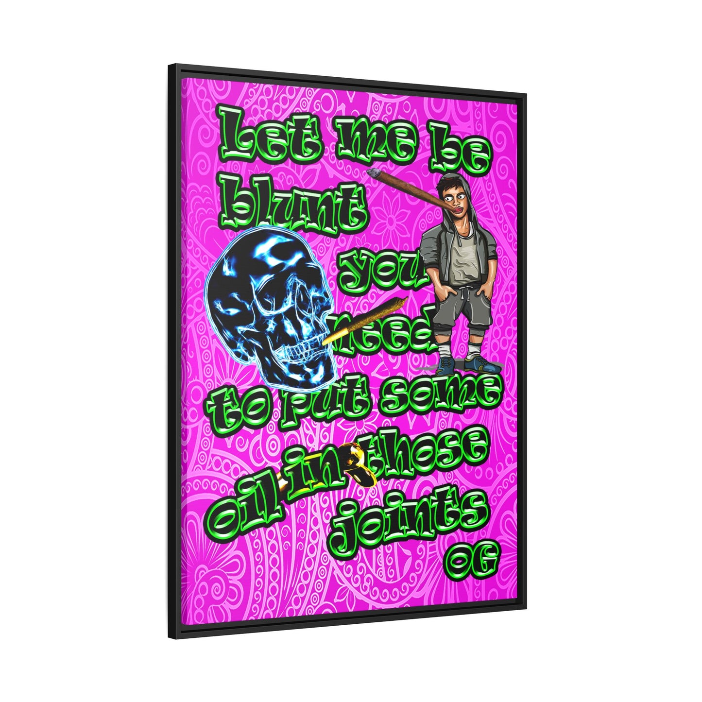 og - framed canvas art (pink swirl)
