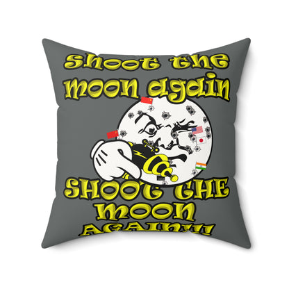 shoot the moon again - Faux Suede Square Pillow - (dark grey)