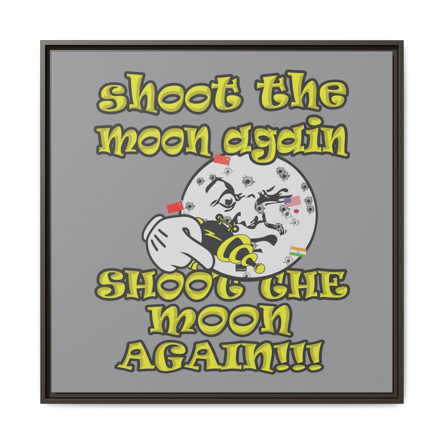 shoot the moon again - framed canvas art (grey)
