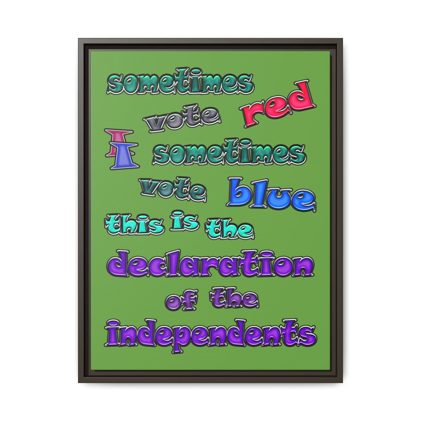 declaration of the independents - framed canvas art (green)