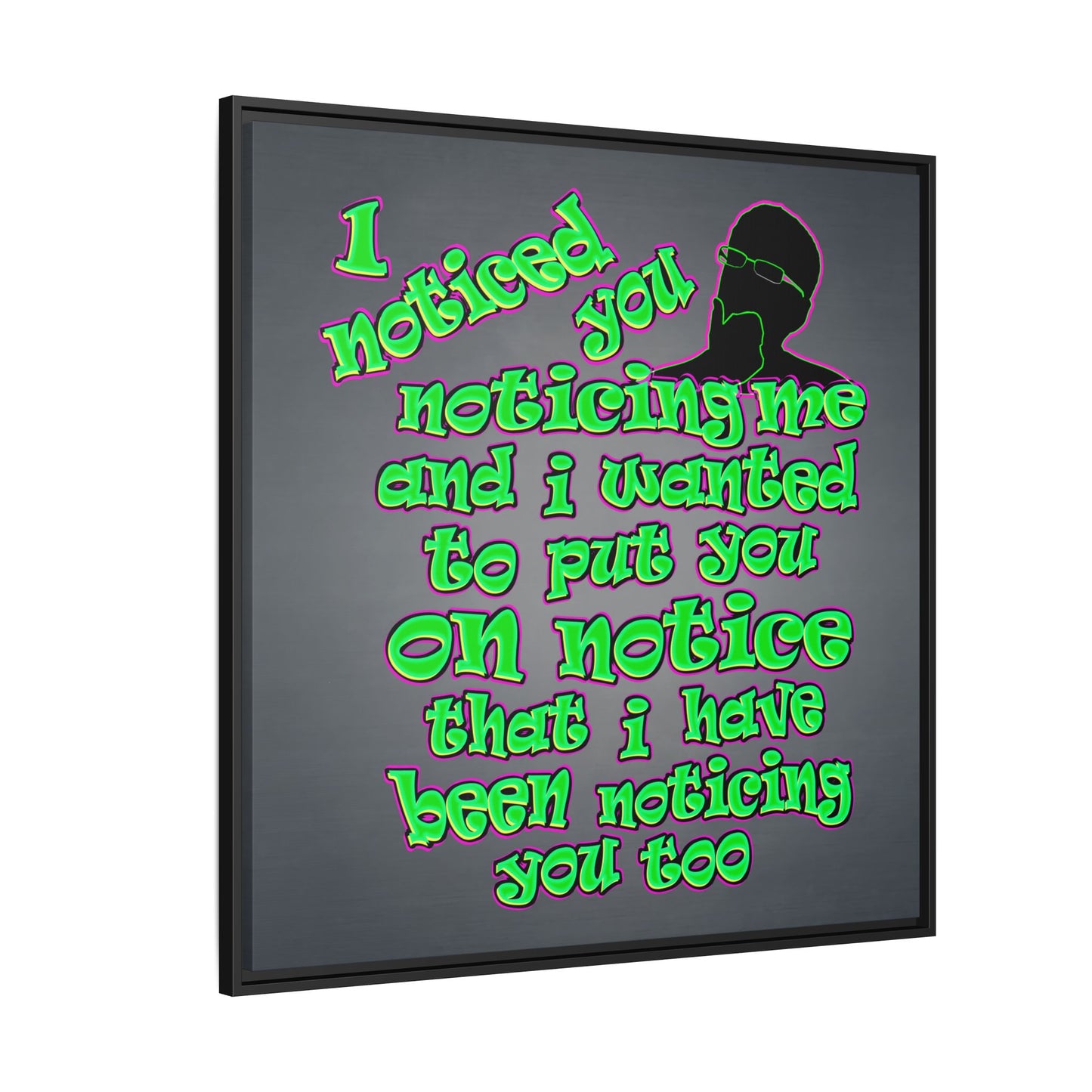 noticed you noticing - framed canvas art (grey-light grey)