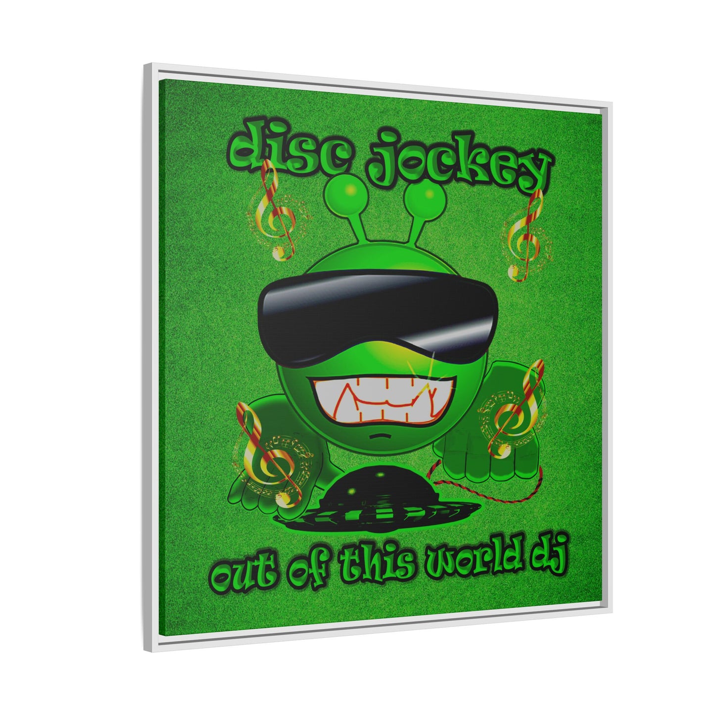 disc jockey - framed canvas art (green turf)
