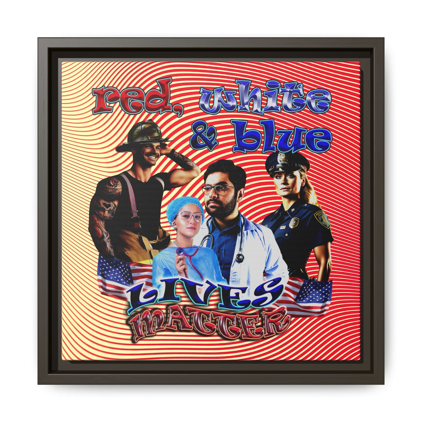 rw&b lives matter - framed canvas art (yellow-orange wave)