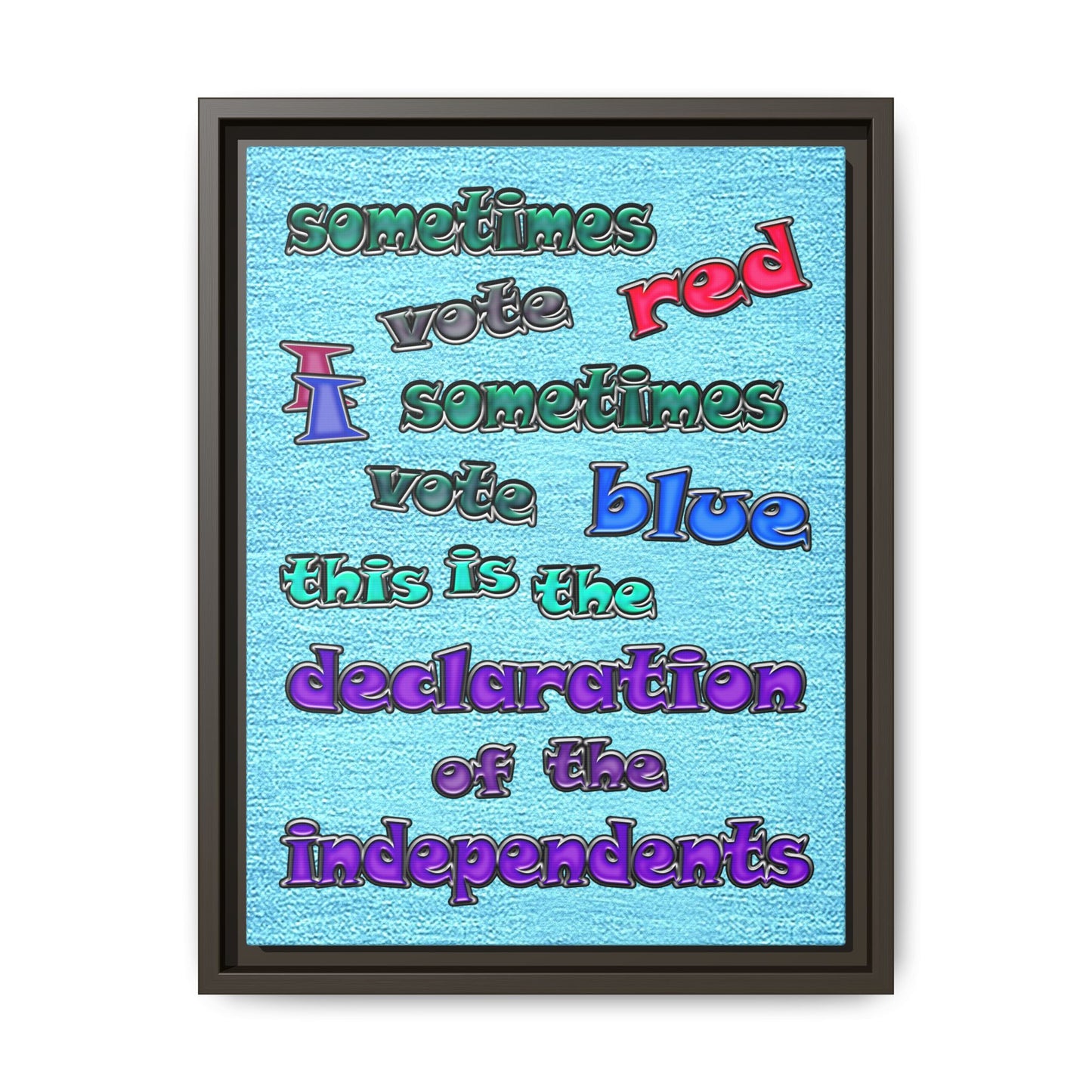 declaration of the independents - framed canvas art (faded blue)