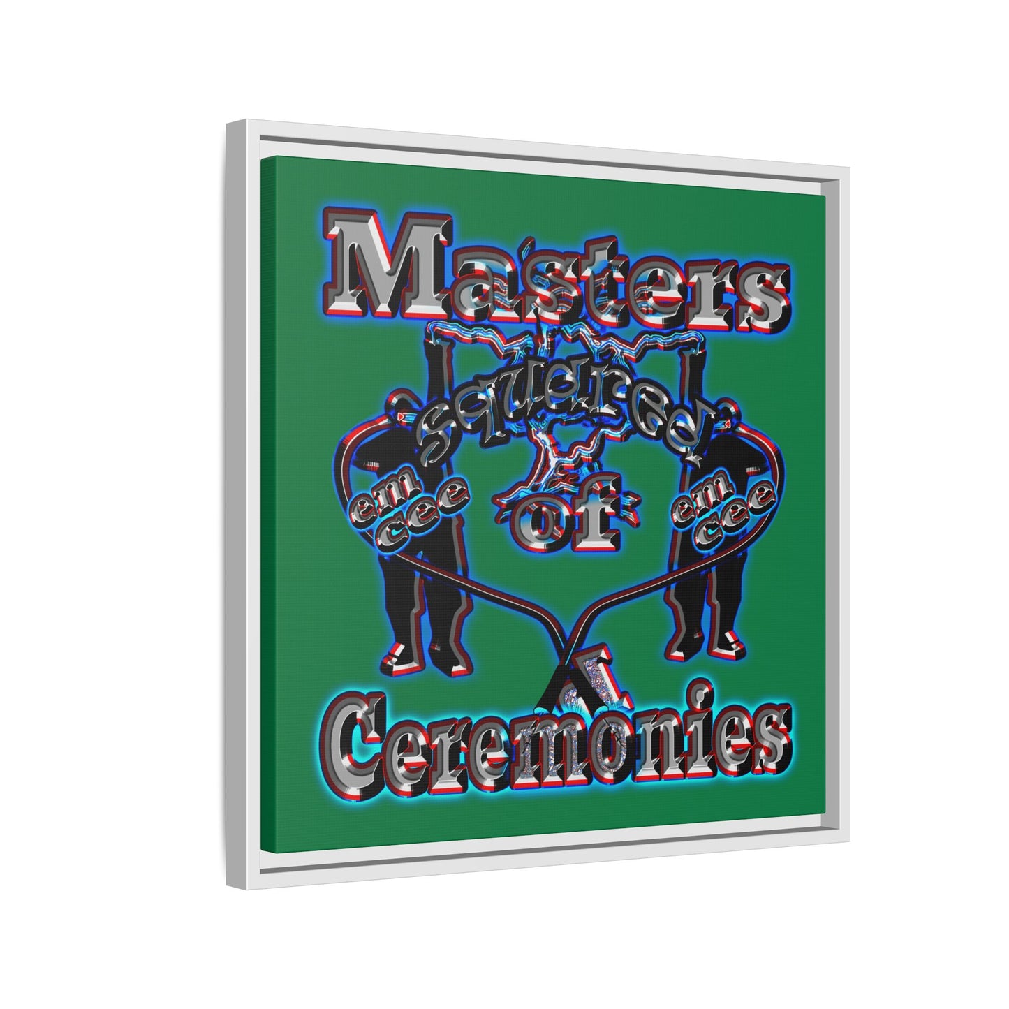 em cee squared - framed canvas art (dark green)