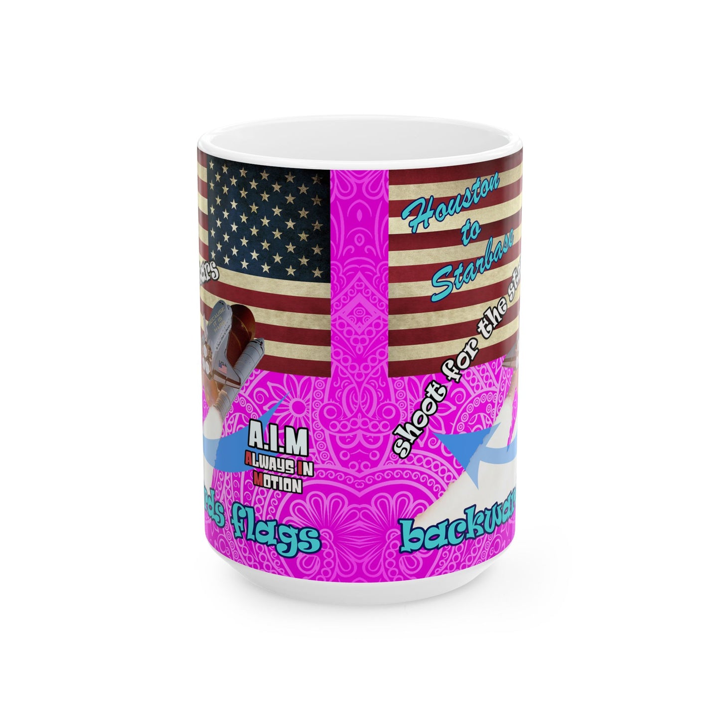shoot for the stars - White Mug (pink swirl)
