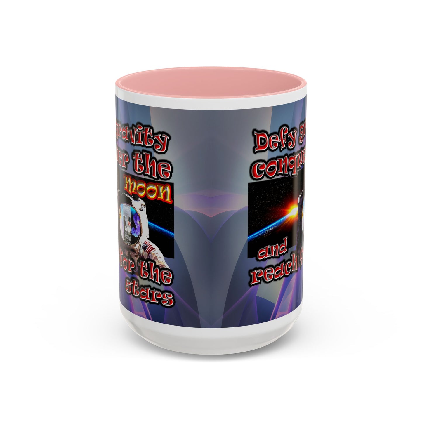 defy conquer reach - Accent Mug (grey-pink wave)