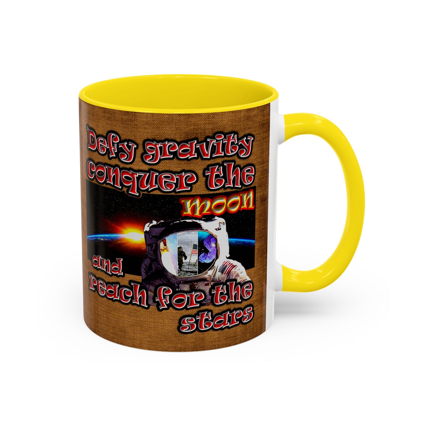 defy conquer reach - Accent Mug (brown papyrus)