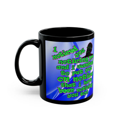 noticed you noticing - Black Mug (blue-white wave)