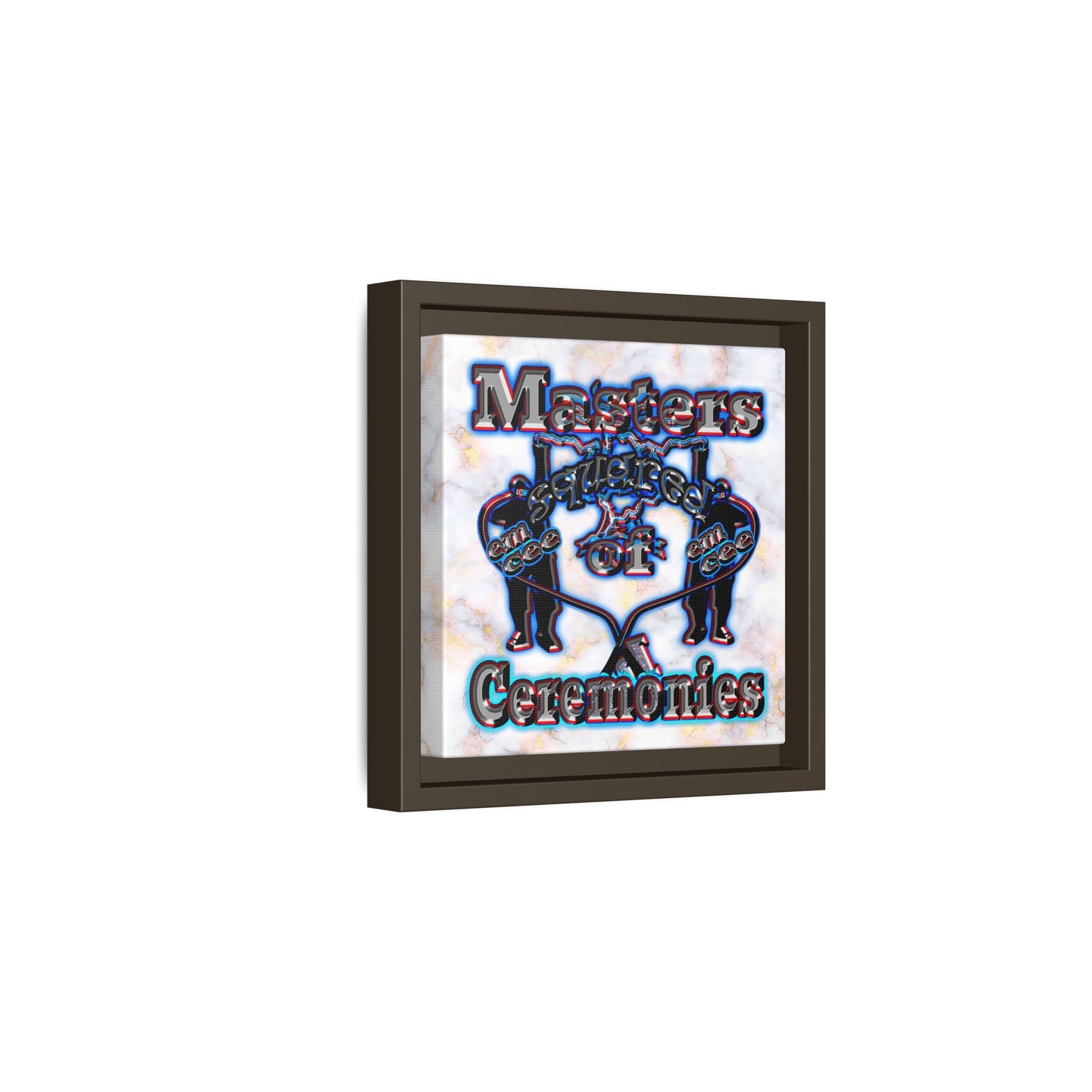 em cee squared - framed canvas art (white marble)