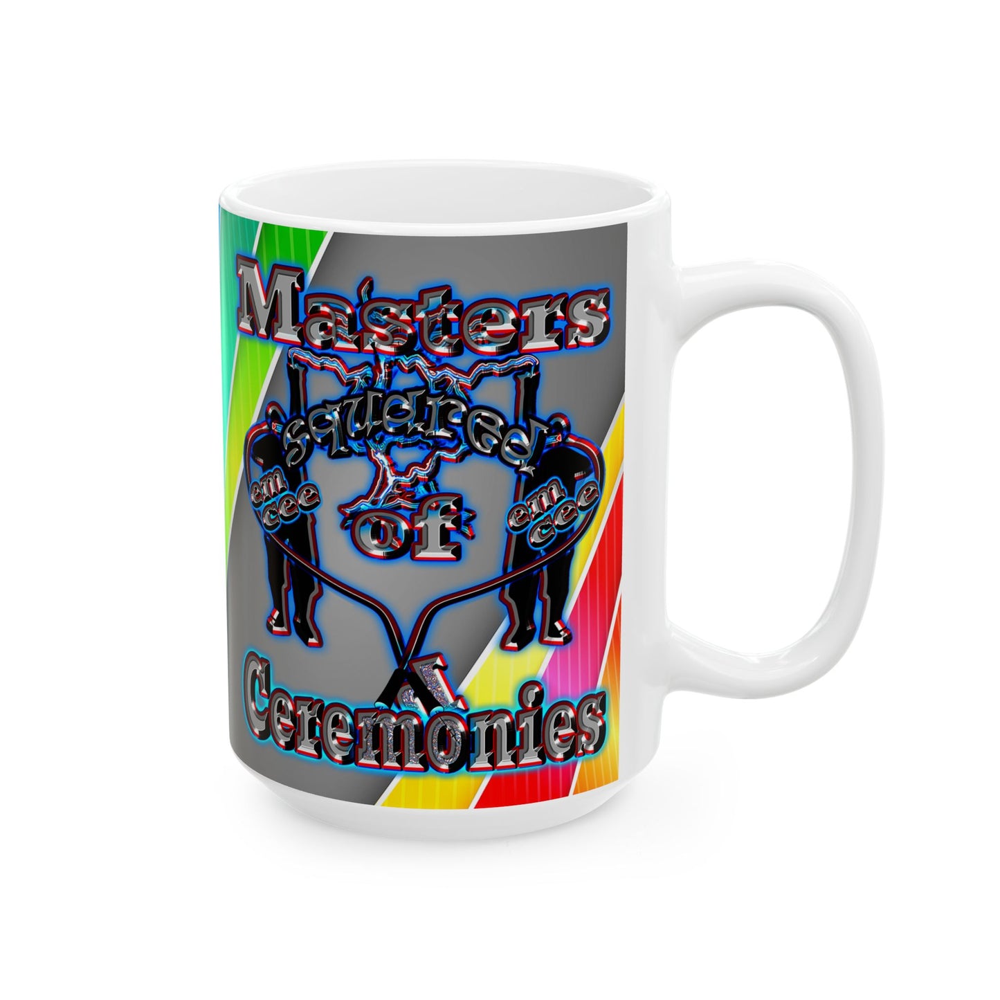 em cee squared - White Mug (rainbow split)