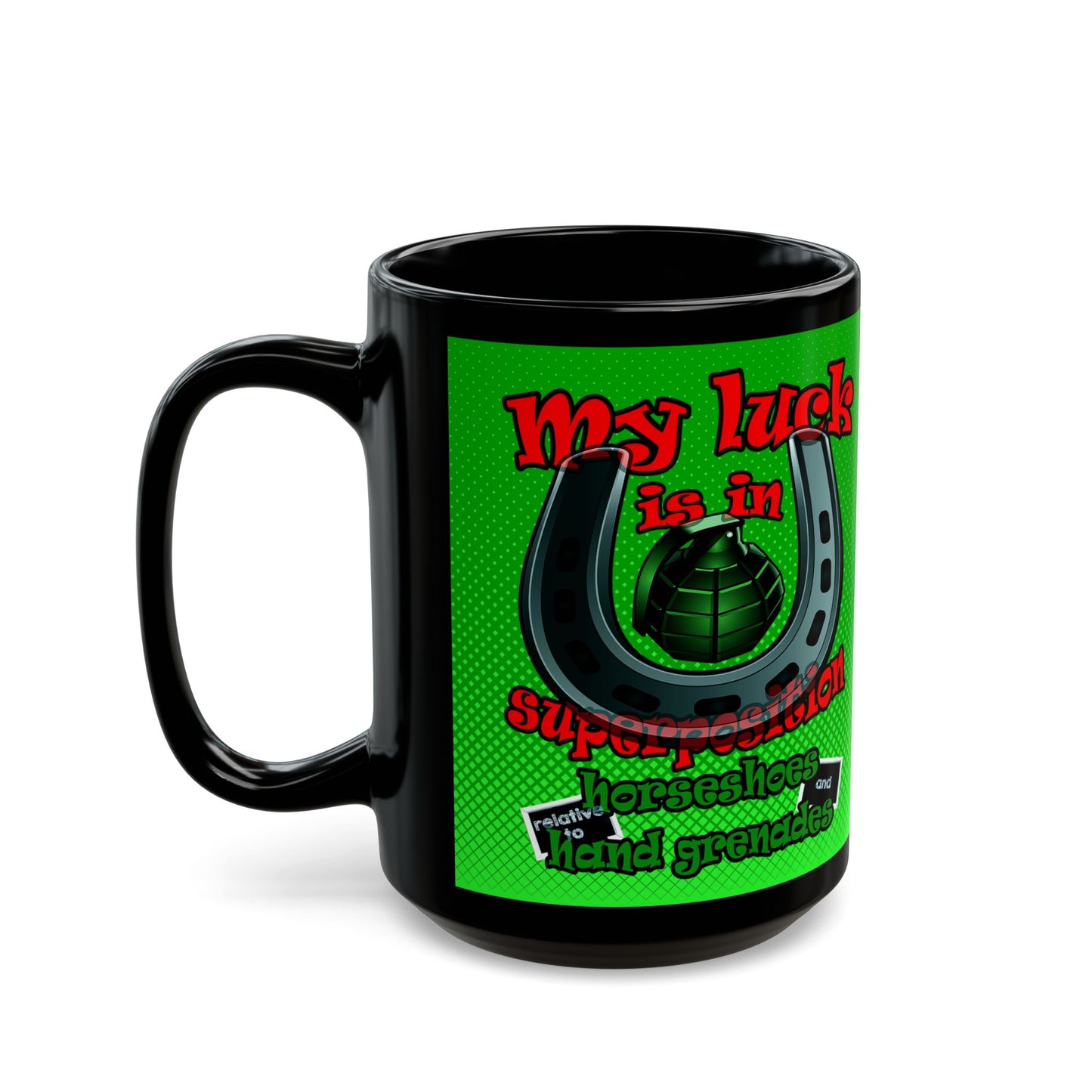 my luck - Black Mug (logo green)