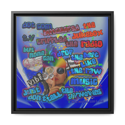 drop the beat - framed canvas art (blue-white wave)