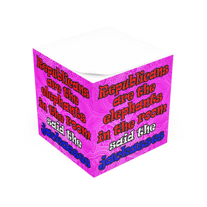 donkeys and elephants - note cube (pink swirl)