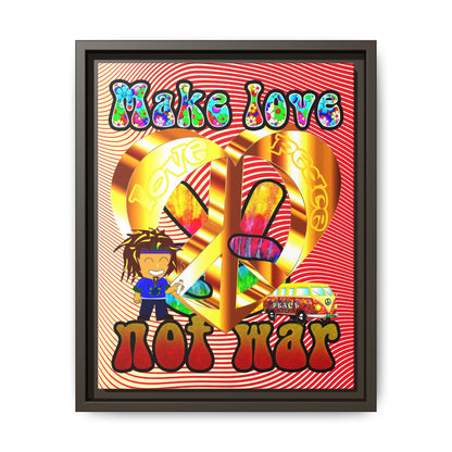 love peace - framed canvas art (yellow-orange wave)