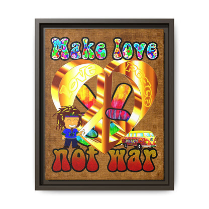 love peace - framed canvas art (brown papyrus)