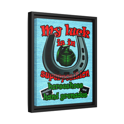 my luck - framed canvas art (faded blue)