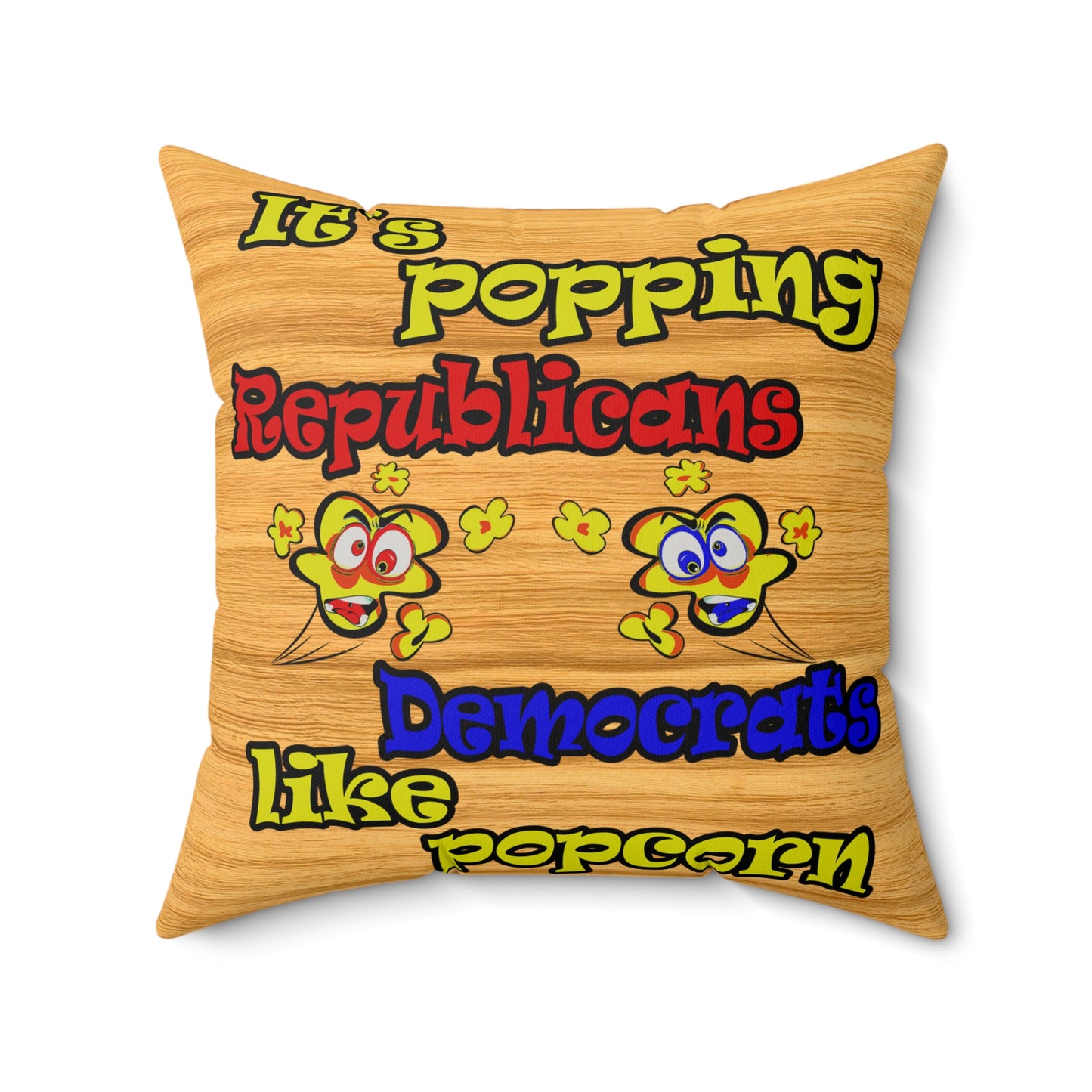 popping like popcorn - Faux Suede Square Pillow - (butterscotch wood finish)
