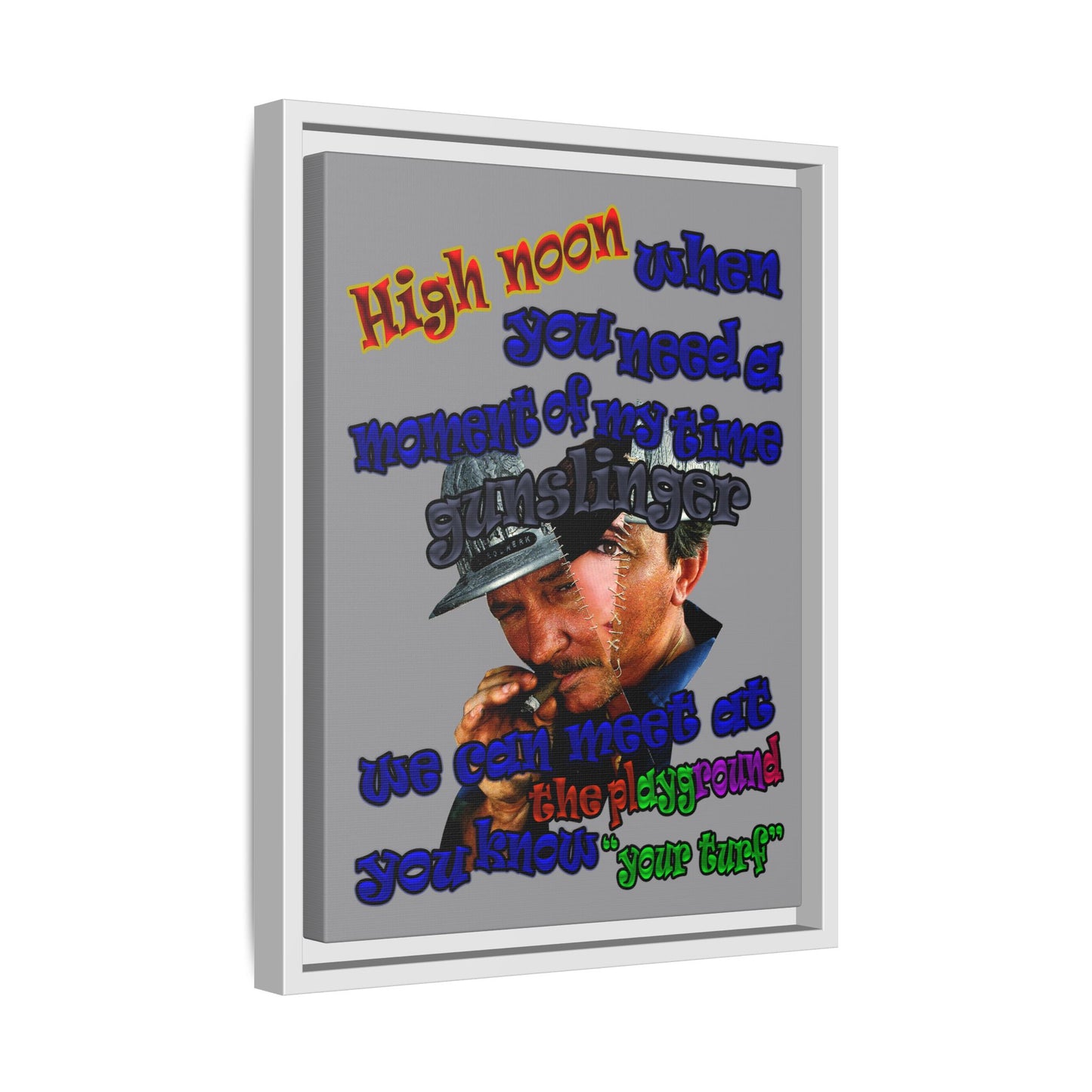 high noon - framed canvas art (grey)