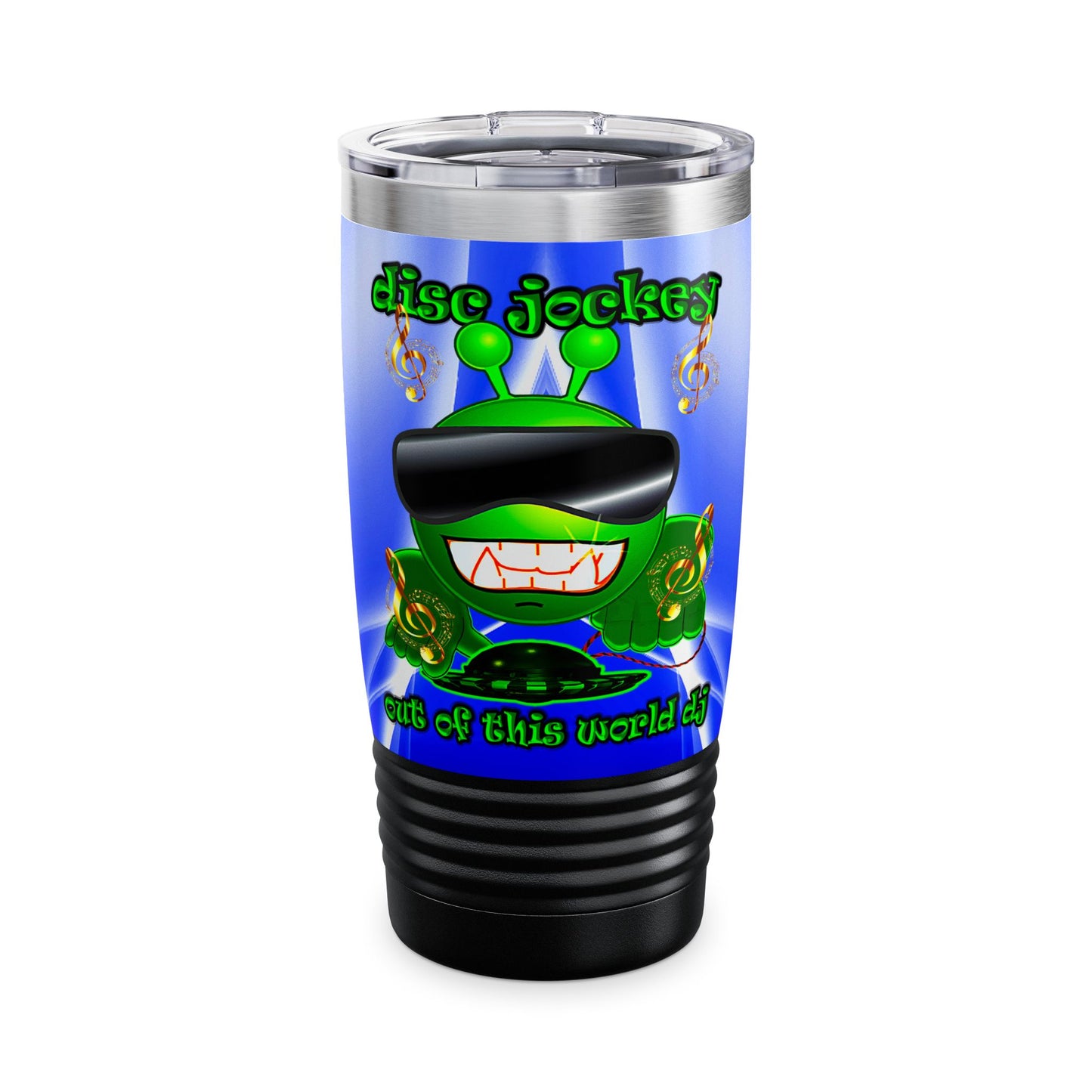 disc jockey - Ringneck Tumbler, 20oz (blue-white wave)