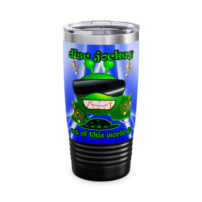 disc jockey - Ringneck Tumbler, 20oz (blue-white wave)