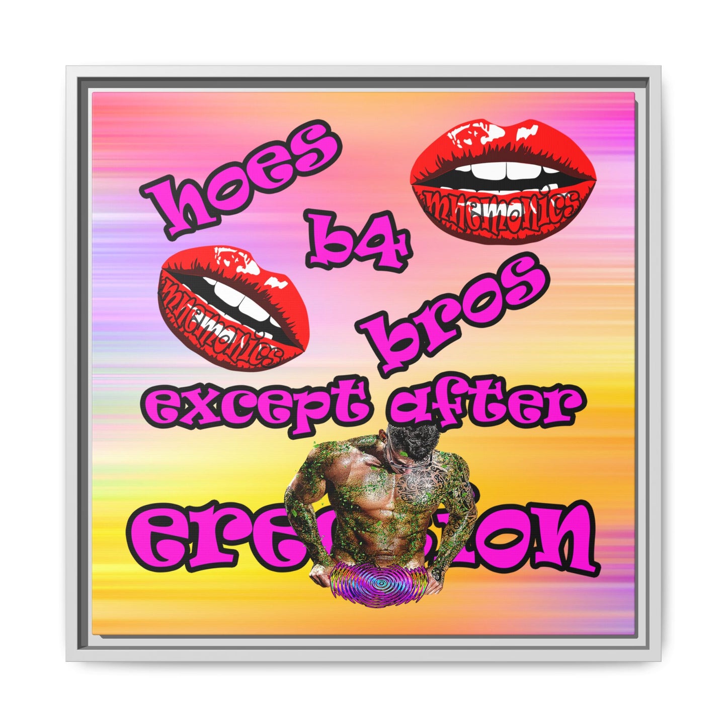 hoes b4 bros - framed canvas art (color blur)