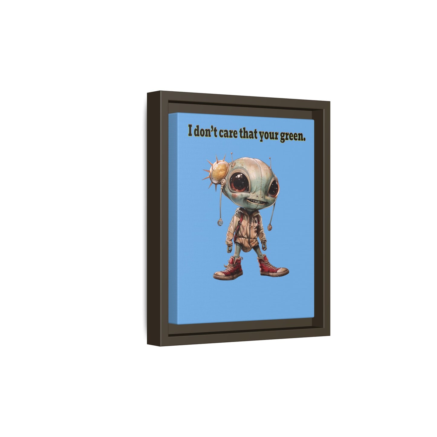 I don't care that your green - framed canvas art (light blue)