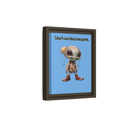 I don't care that your green - framed canvas art (light blue)