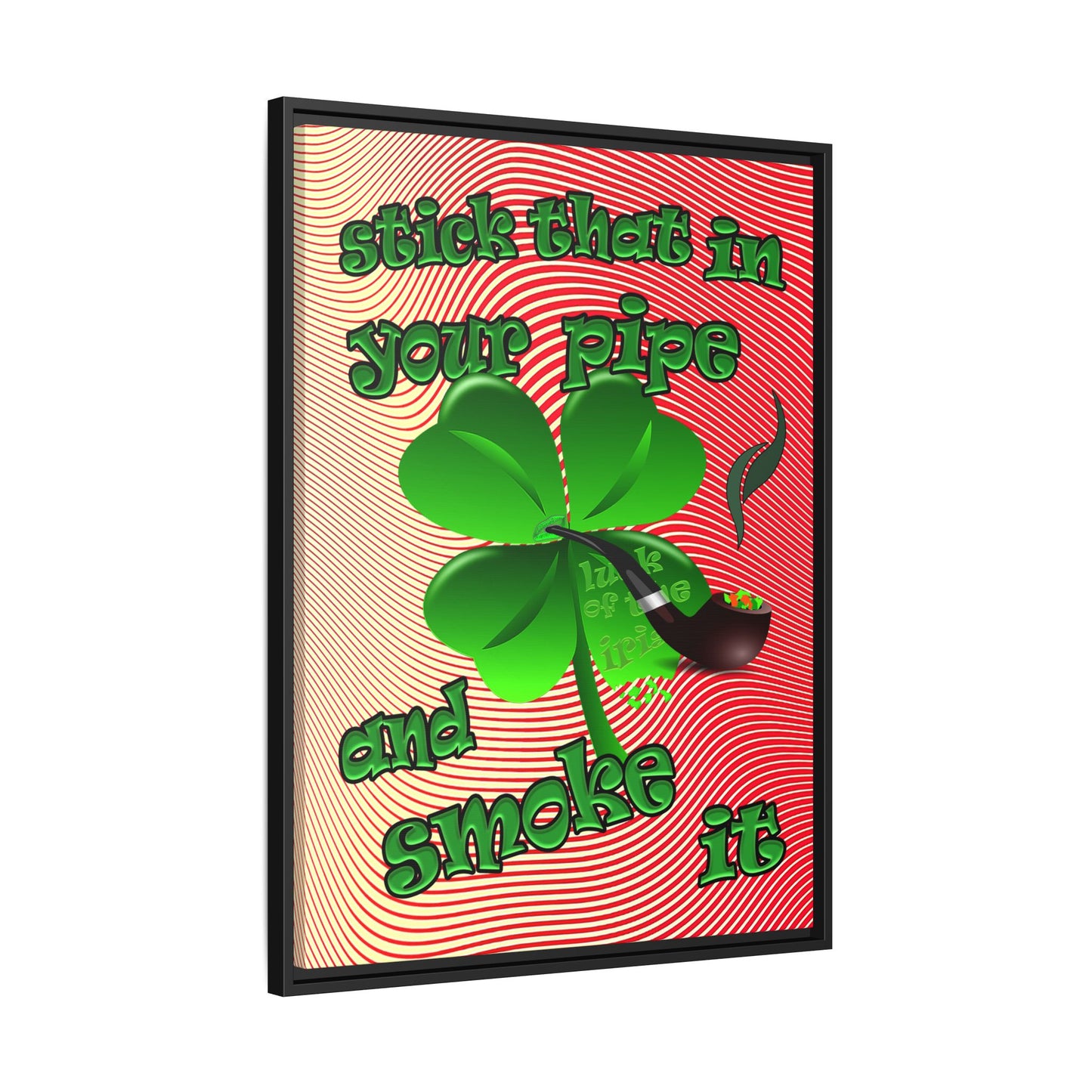stick that in your pipe and smoke it - framed canvas art (yellow-orange wave)