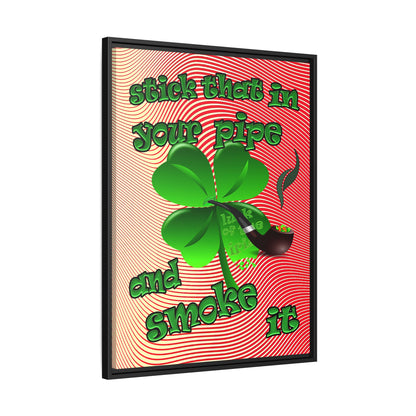 stick that in your pipe and smoke it - framed canvas art (yellow-orange wave)