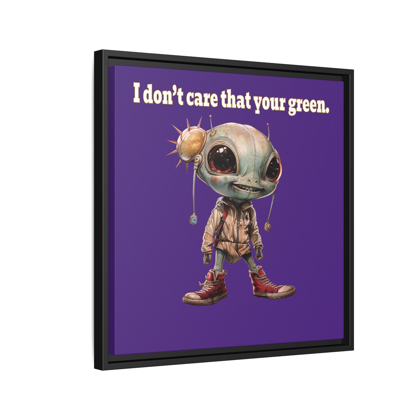 I don't care that your green - framed canvas art (purple)