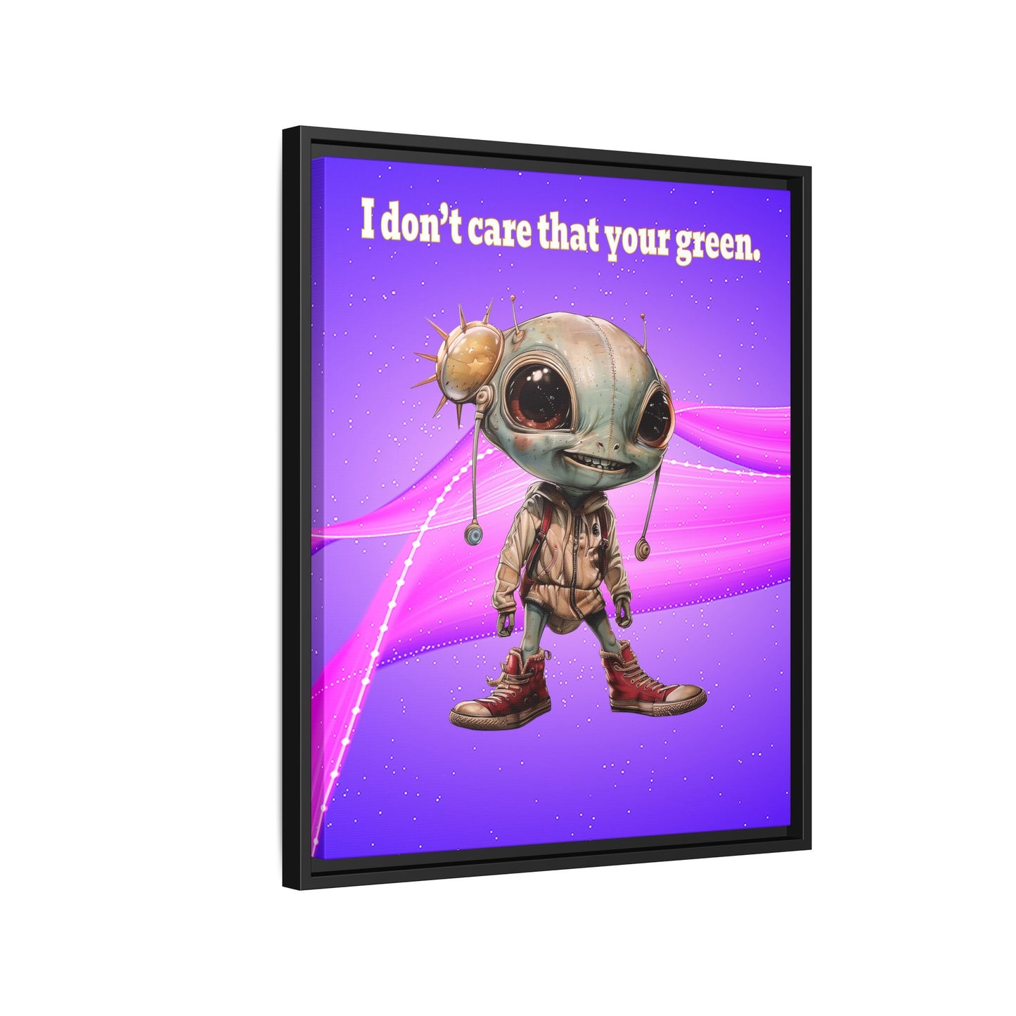 I don't care that your green - framed canvas art (purple-pink wave)