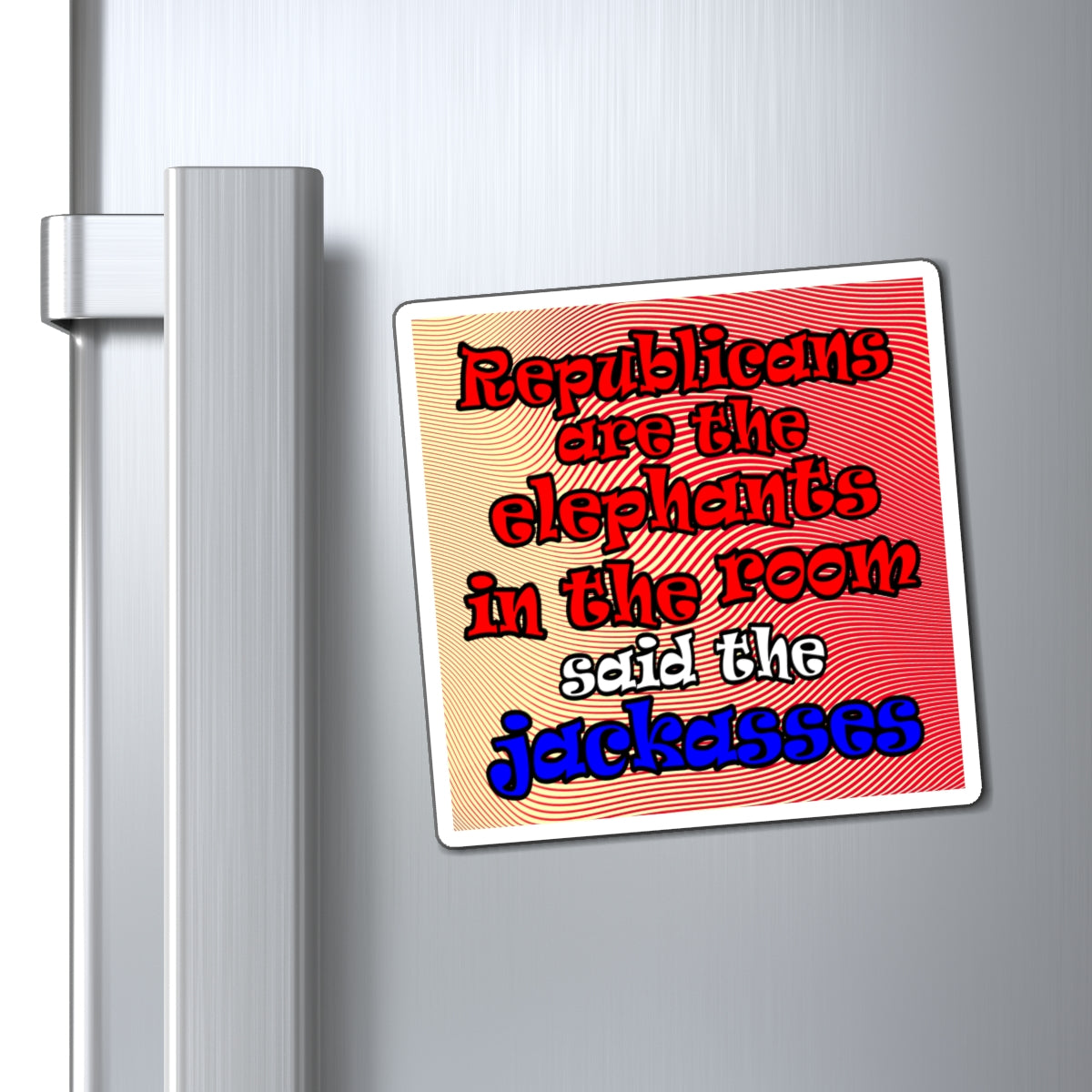 donkeys and elephants - Magnets - (yellow-orange wave)