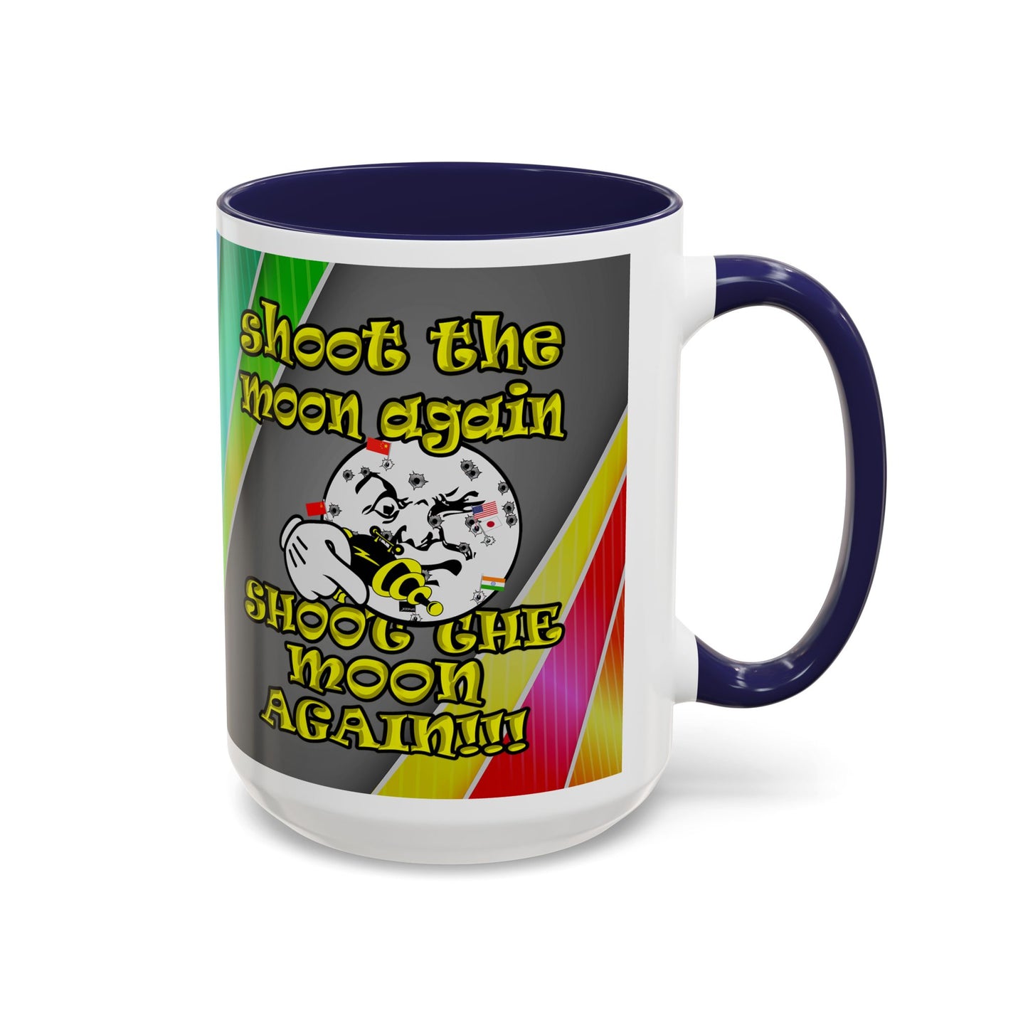 shoot the moon again - Accent Mug (rainbow split)