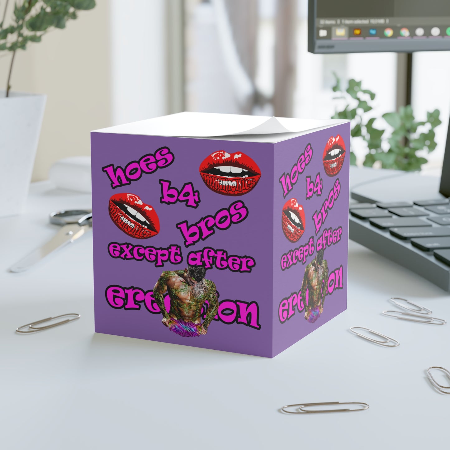 hoes b4 bros - note cube (light purple)