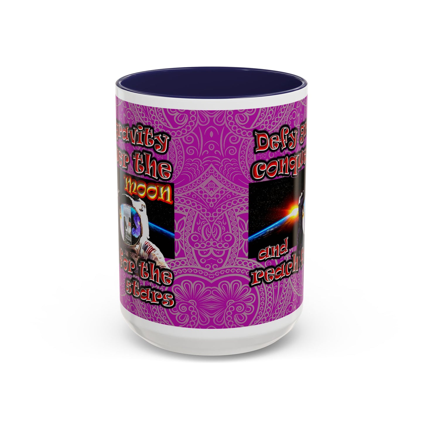 defy conquer reach - Accent Mug (pink swirl)