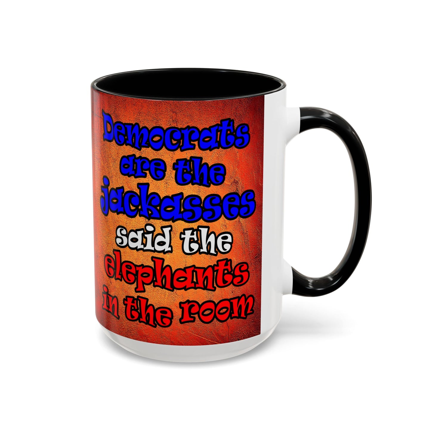 donkeys and elephants - Accent Mug (burnt orange)