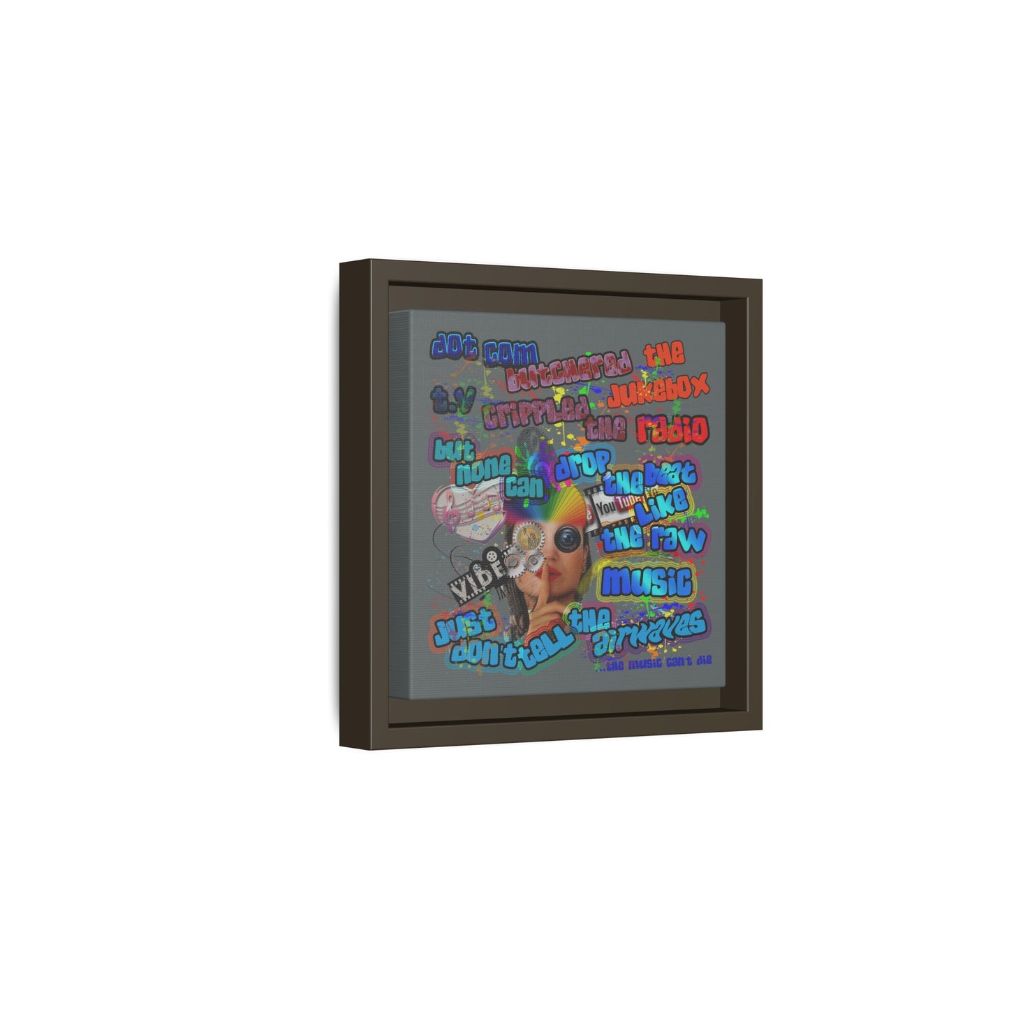 drop the beat - framed canvas art (dark grey)