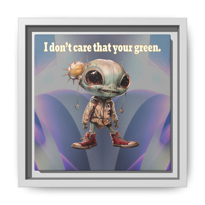 I don't care that your green - framed canvas art (grey-pink wave)