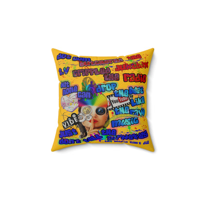 drop the beat - Faux Suede Square Pillow - (yellow)