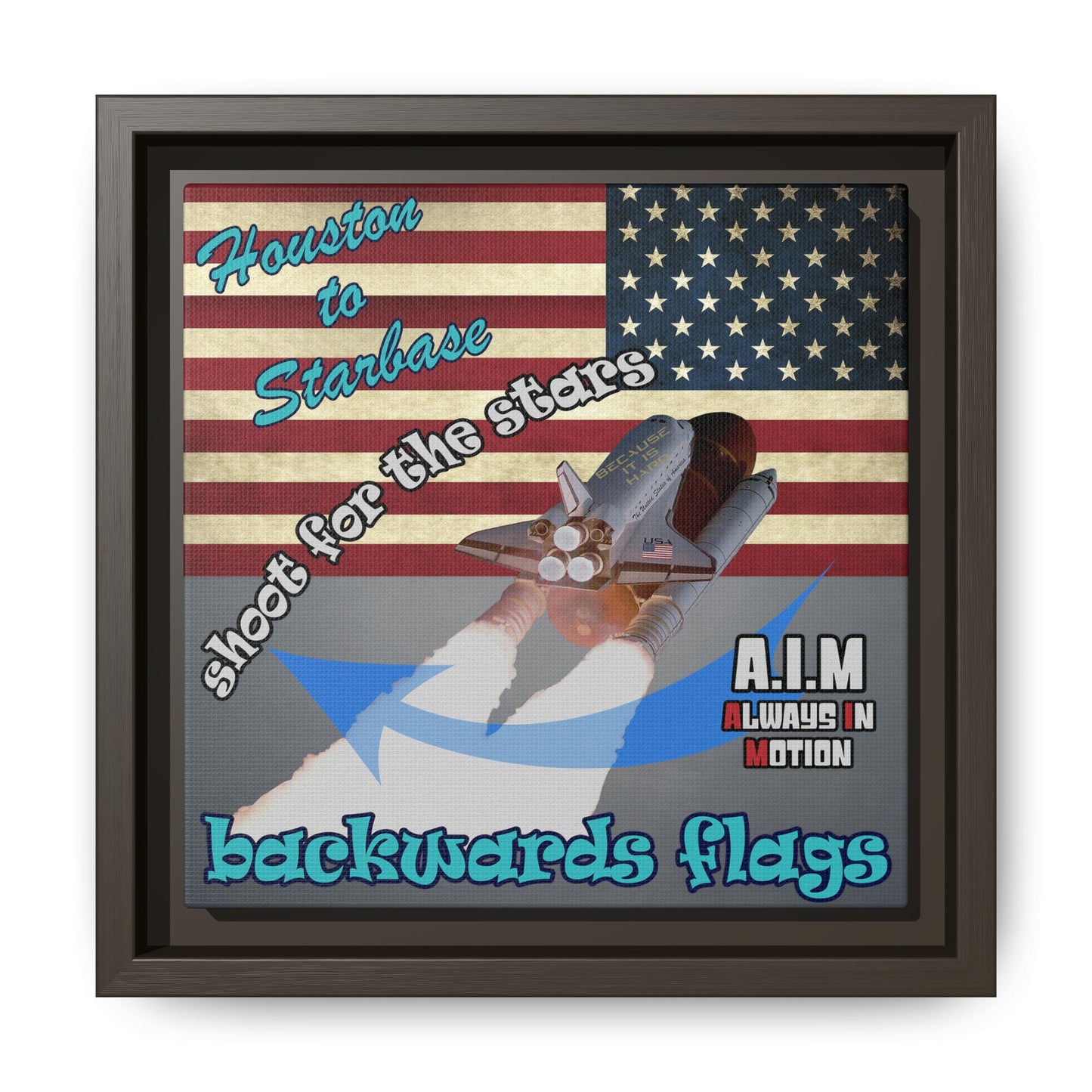 shoot for the stars - framed canvas art (grey-light grey)