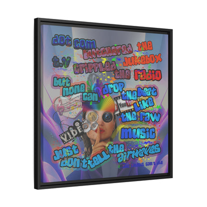drop the beat - framed canvas art (grey-pink wave)
