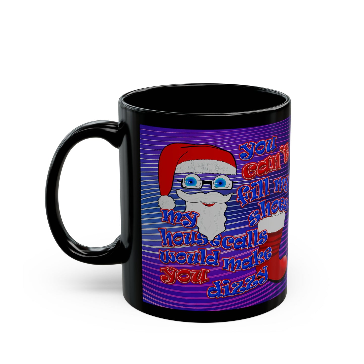 santa's shoes - Black Mug (purple wave)